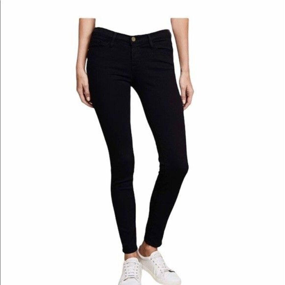Women's Frame Denim Le Skinny de Jeanne in Film Noir (Black) Size 30 X 29